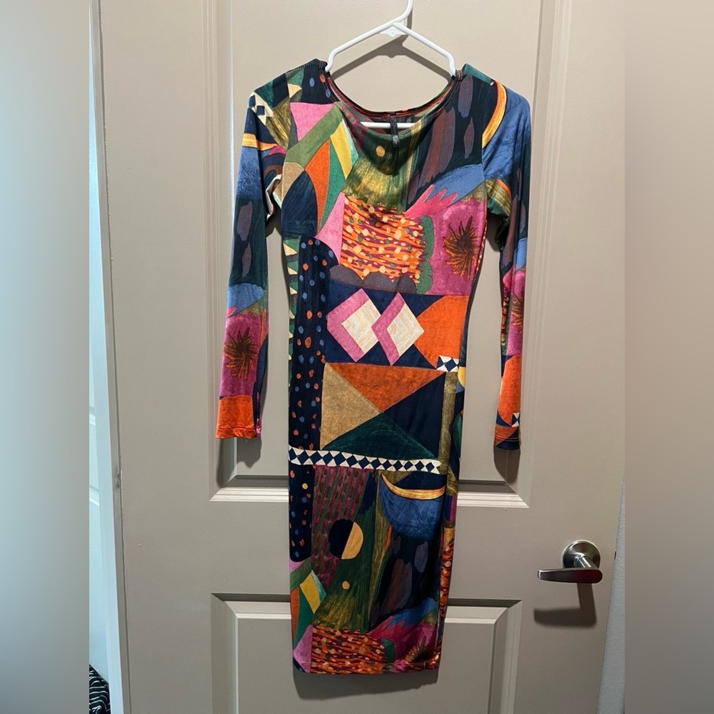 Colorful Geometric Midi Dress